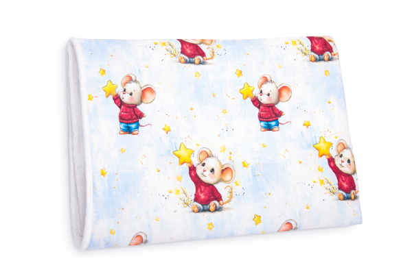 Babydecke 75x100 cm mit Sternenmaus – Baumwolle & Minky Fleece, handgemacht, leicht & vielseitig